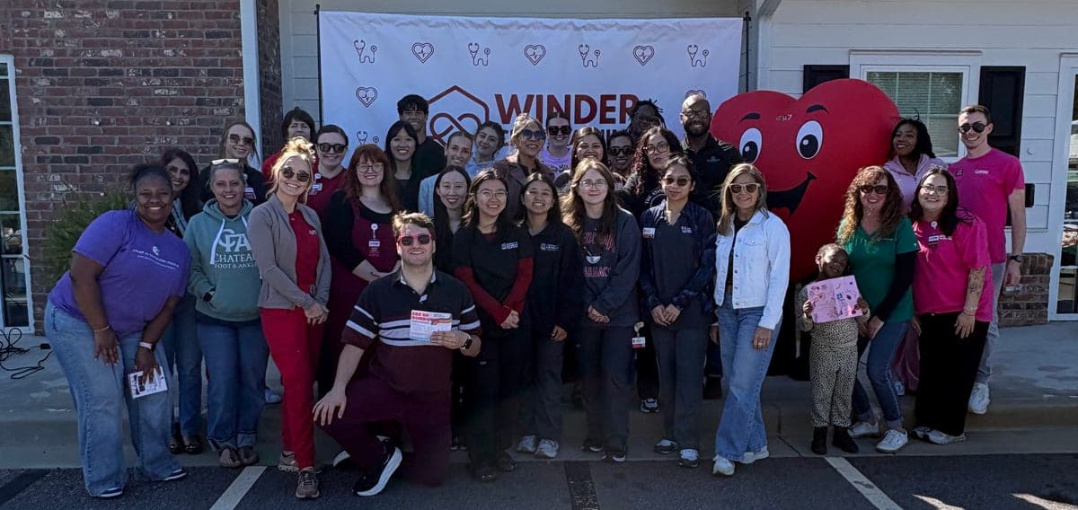 Vendors and the Winder CNA Training team together at the Athens-Oconee Community Health Fair